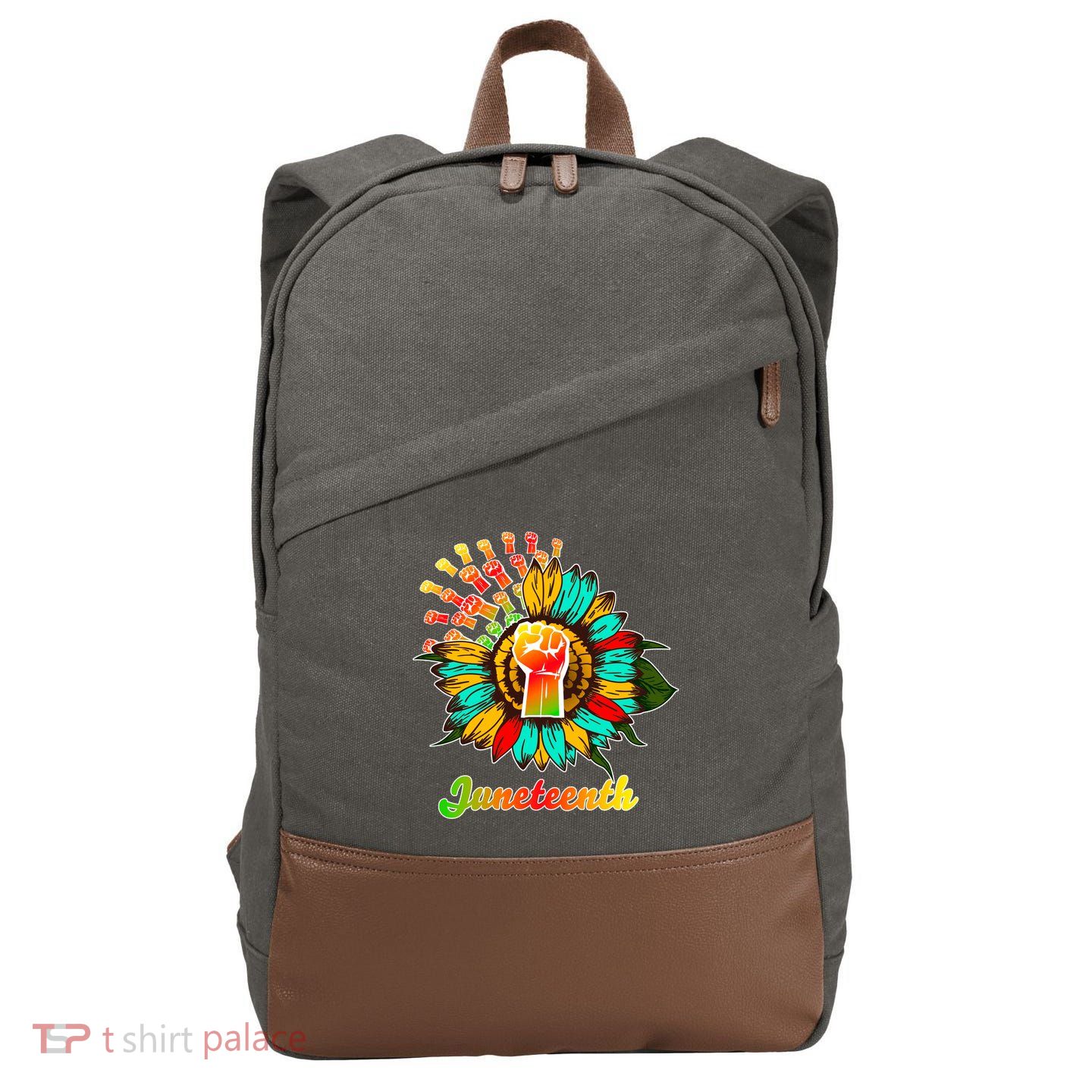 Sunflower Fist Juneteenth Black History African American Cotton Canvas Backpack