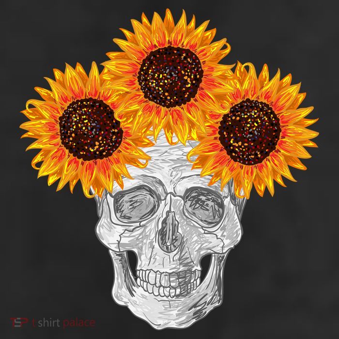 Sunflower Skull 7 Panel Mesh Trucker Snapback Hat