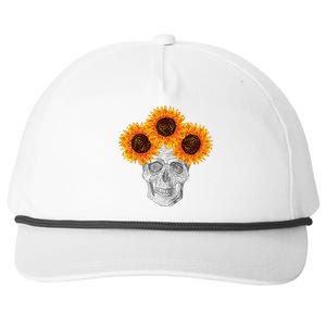 Sunflower Skull Snapback Five-Panel Rope Hat