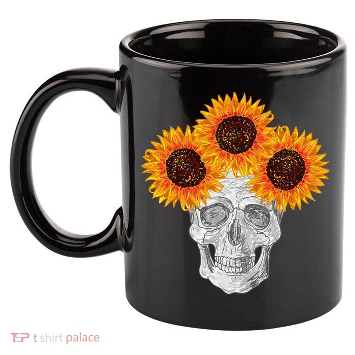 Sunflower Skull 11oz C Handle Ceramic Mug