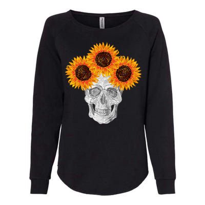 Sunflower Skull Womens California Wash Sweatshirt