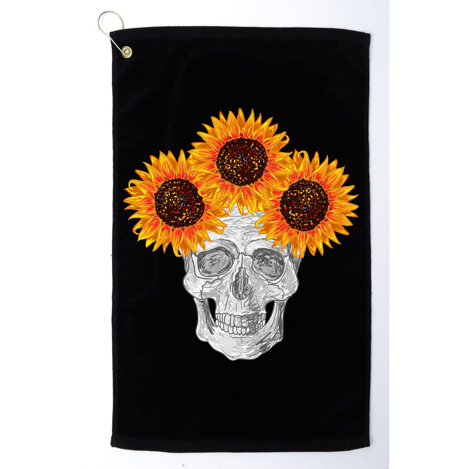 Sunflower Skull Golf Towel