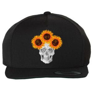 Sunflower Skull Wool Snapback Cap