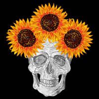 Sunflower Skull Wool Snapback Cap