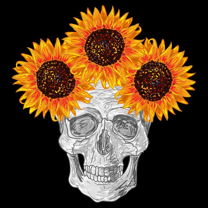 Sunflower Skull Wool Snapback Cap