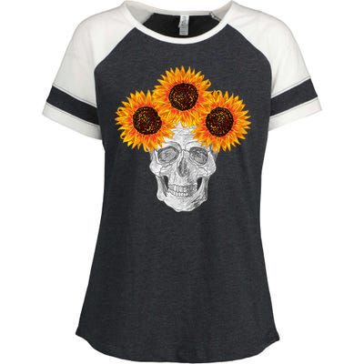 Sunflower Skull Enza Ladies Jersey Colorblock Tee