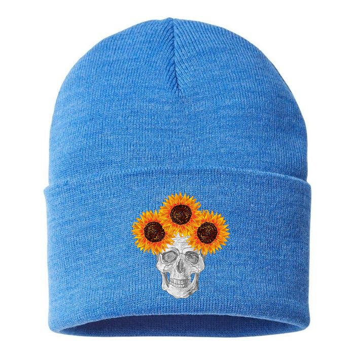 Sunflower Skull Sustainable Knit Beanie