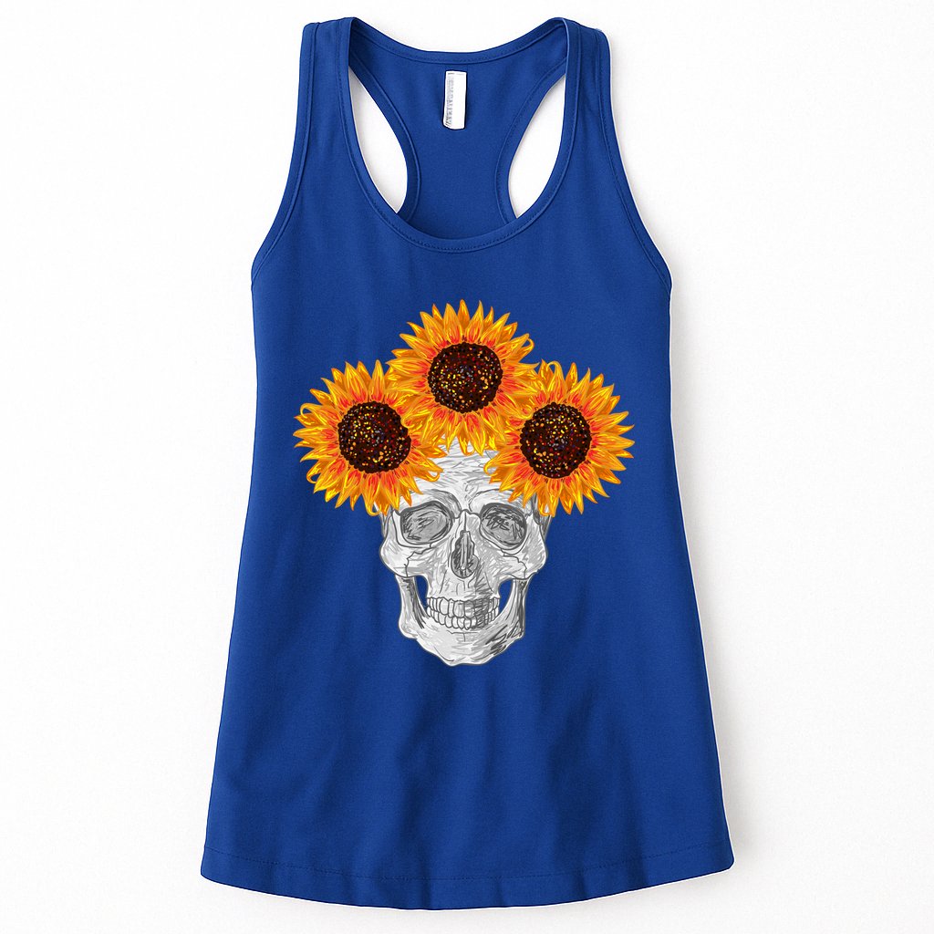 Sunflower Skull Womens Tank Top