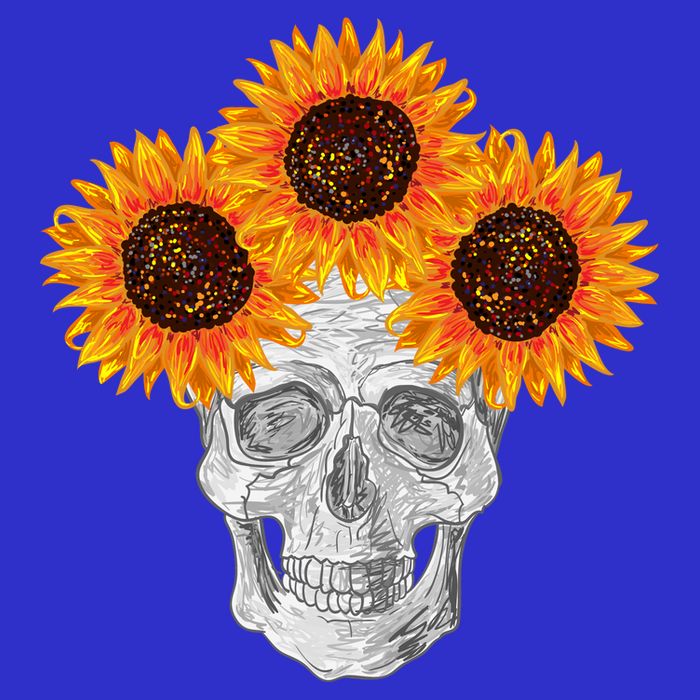 Sunflower Skull Tie-Dye T-Shirt