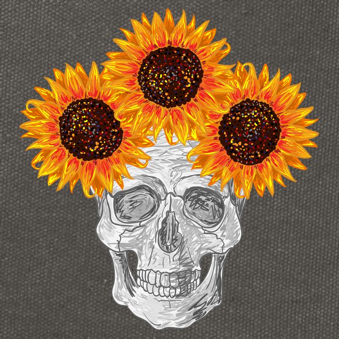 Sunflower Skull Cotton Canvas Backpack