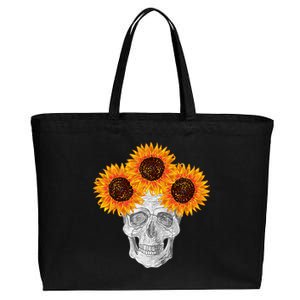 Sunflower Skull Cotton Canvas Jumbo Tote