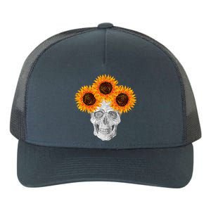 Sunflower Skull Yupoong Adult 5-Panel Trucker Hat