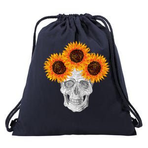 Sunflower Skull Drawstring Bag