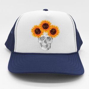 Sunflower Skull Trucker Hat