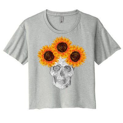 Sunflower Skull Women's Crop Top Tee