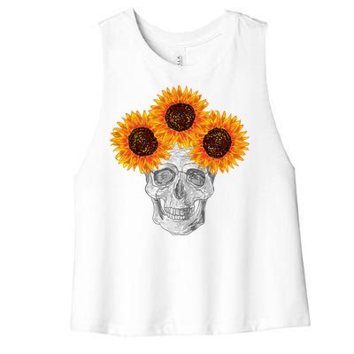 Sunflower Skull Women's Racerback Cropped Tank