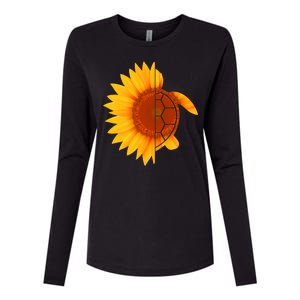 Sunflower Turtle Womens Cotton Relaxed Long Sleeve T-Shirt