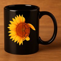 Sunflower Turtle 11oz C Handle Ceramic Mug
