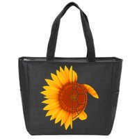Sunflower Turtle Zip Tote Bag