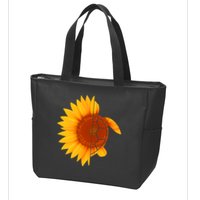 Sunflower Turtle Zip Tote Bag