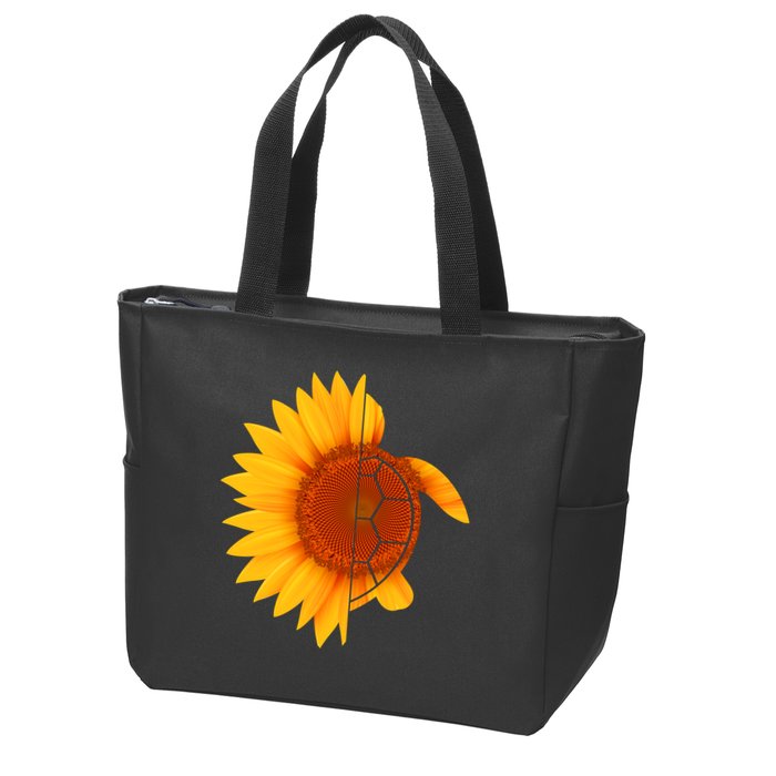 Sunflower Turtle Zip Tote Bag