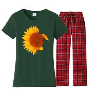 Sunflower Turtle Women's Flannel Pajama Set