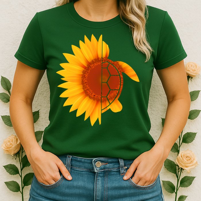 Sunflower Turtle Womens T-Shirt