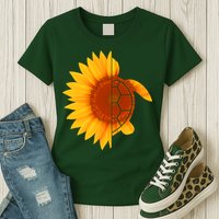 Sunflower Turtle Womens T-Shirt