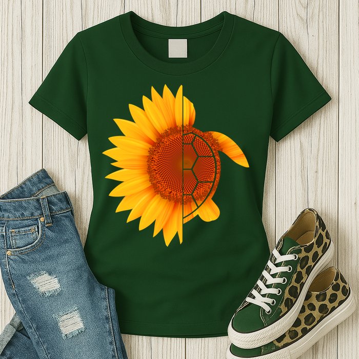 Sunflower Turtle Womens T-Shirt