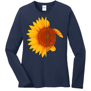 Sunflower Turtle Ladies Long Sleeve Shirt