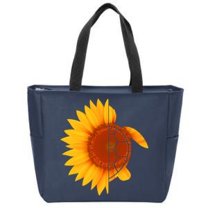 Sunflower Turtle Zip Tote Bag