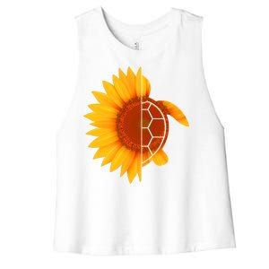 Sunflower Turtle Women's Racerback Cropped Tank