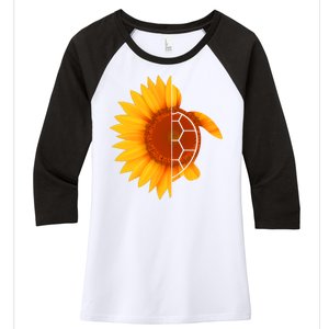 Sunflower Turtle Women's Tri-Blend 3/4-Sleeve Raglan Shirt