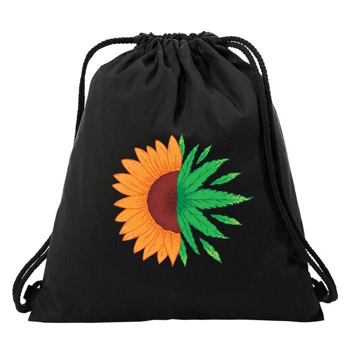 Sunflower Weed Drawstring Bag