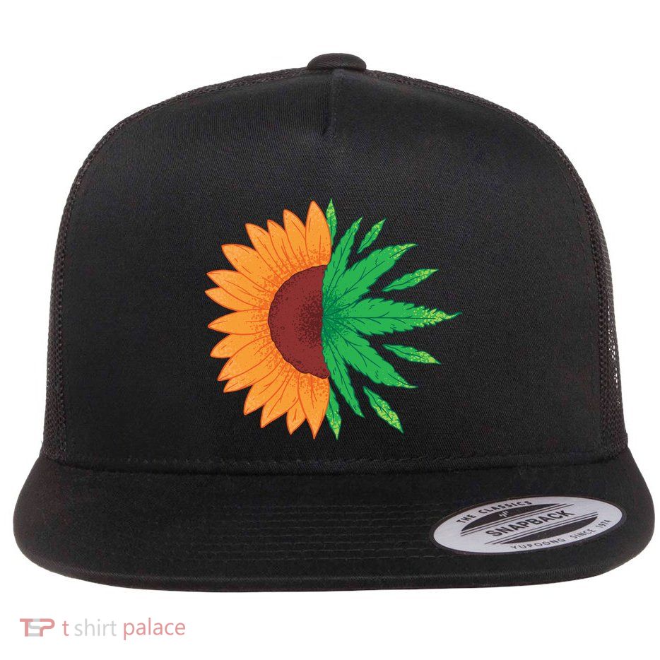 Sunflower Weed Flat Bill Trucker Hat