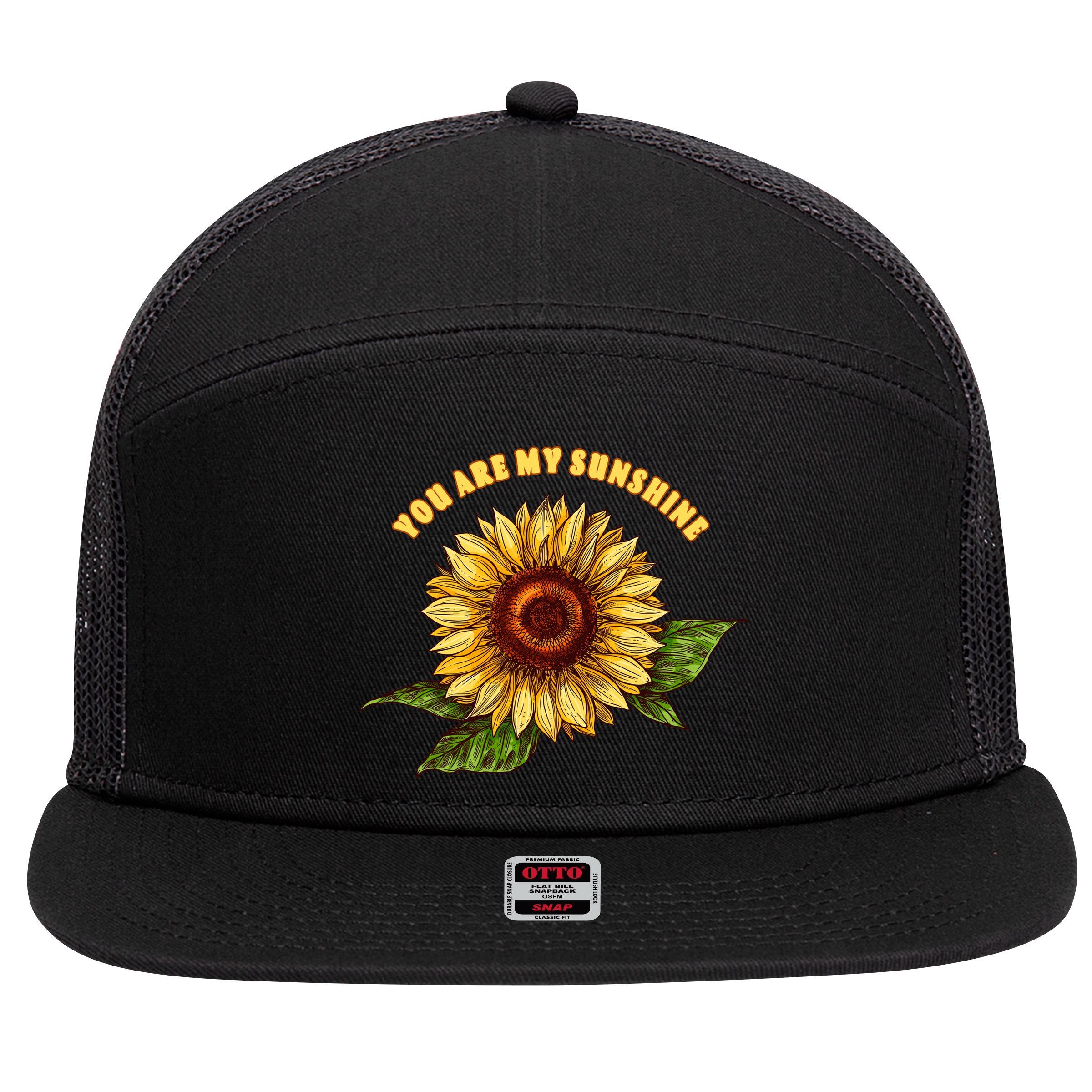 Sunflower You Are My Sunshine 7 Panel Mesh Trucker Snapback Hat