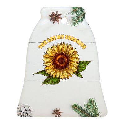 Sunflower You Are My Sunshine Ceramic Bell Ornament