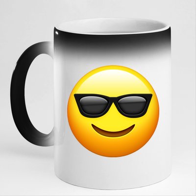 Sunglasses Emoji Cool Smiley 11oz Black Color Changing Mug