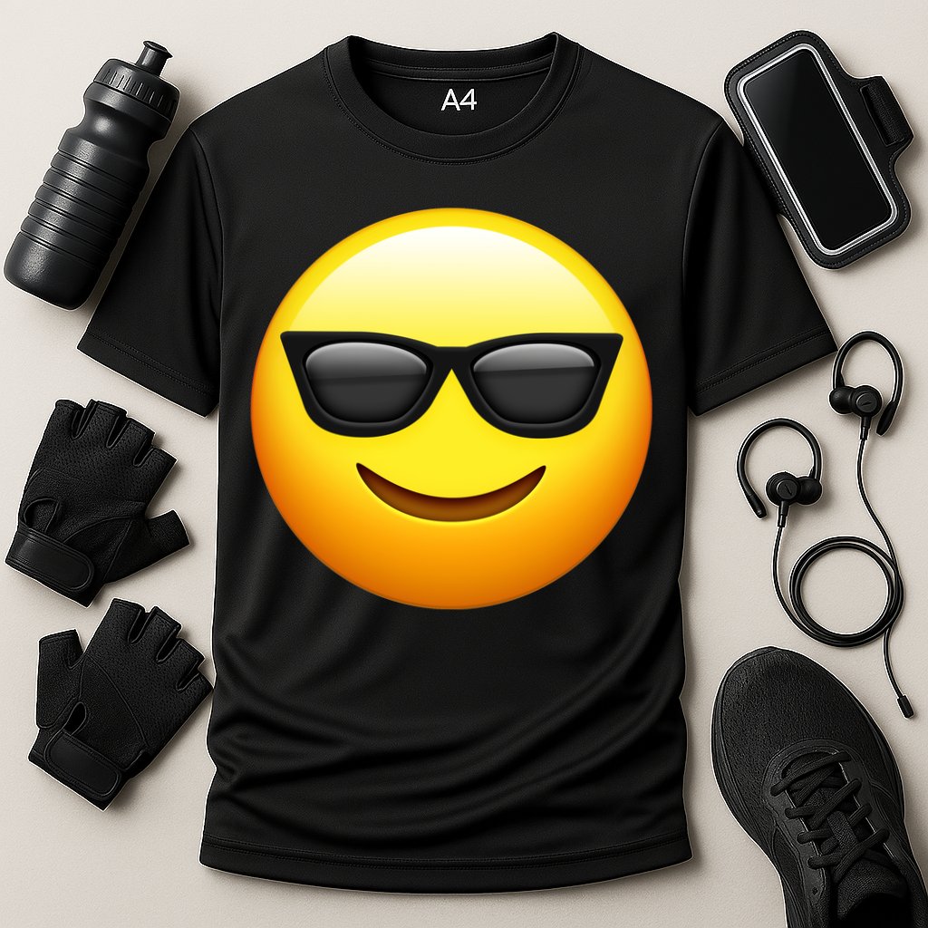 Sunglasses Emoji Cool Smiley Cooling Performance Crew T-Shirt