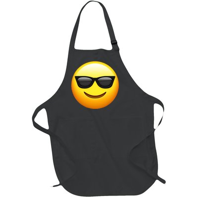 Sunglasses Emoji Cool Smiley Full-Length Apron With Pockets