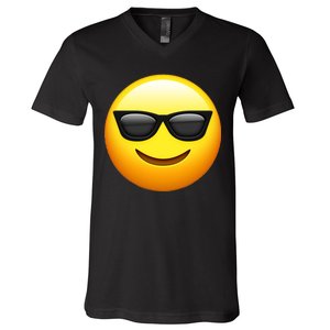 Sunglasses Emoji Cool Smiley V-Neck T-Shirt