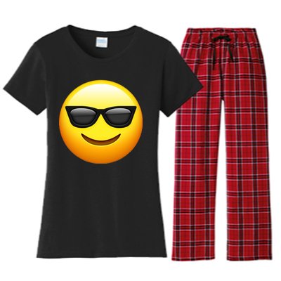 Sunglasses Emoji Cool Smiley Women's Flannel Pajama Set