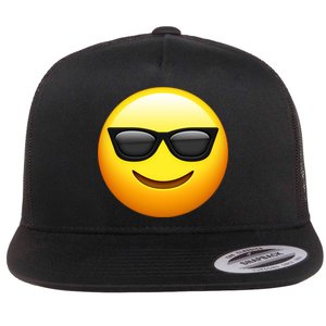 Sunglasses Emoji Cool Smiley Flat Bill Trucker Hat