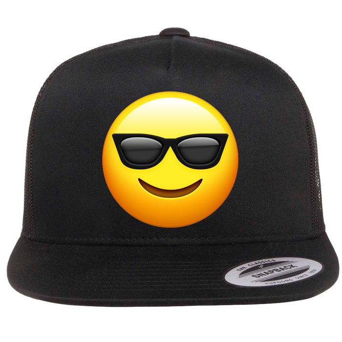 Sunglasses Emoji Cool Smiley Flat Bill Trucker Hat