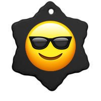 Sunglasses Emoji Cool Smiley Ceramic Star Ornament