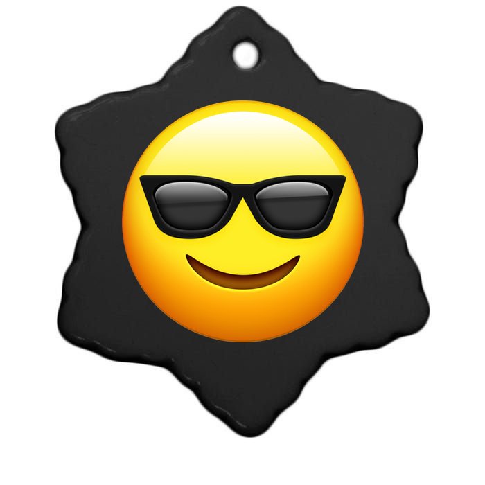 Sunglasses Emoji Cool Smiley Ceramic Star Ornament