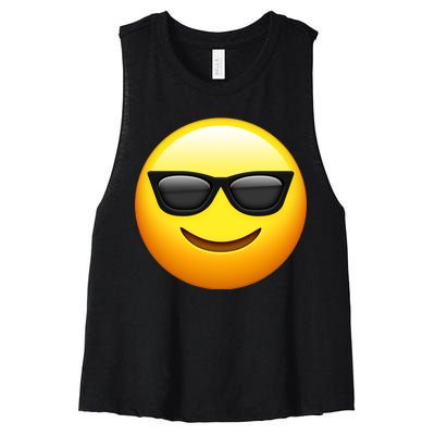 Sunglasses Emoji Cool Smiley Women's Racerback Cropped Tank