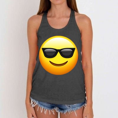 Sunglasses Emoji Cool Smiley Women's Knotted Racerback Tank