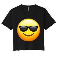 Sunglasses Emoji Cool Smiley Women's Crop Top Tee