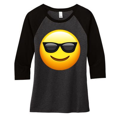 Sunglasses Emoji Cool Smiley Women's Tri-Blend 3/4-Sleeve Raglan Shirt